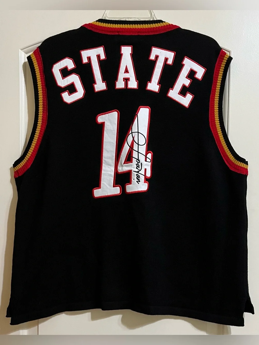Spartan State #14 Black Graphic Basketball Sleeveless Sweater Vest Medium